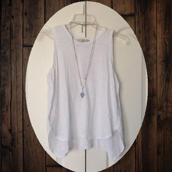 LOFT Tops - Donated - Adorable white tank with lace detail by